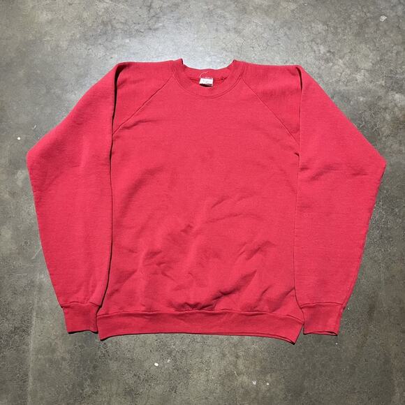 Vintage 90s Fruit of the Loom Red Blank Boxy Sweatshirt - Picture 1 of 3